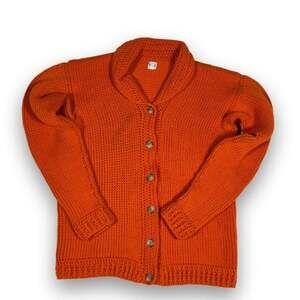 VINTAGE 70s/80s Pumpkin Orange Chunky Knit Cardigan